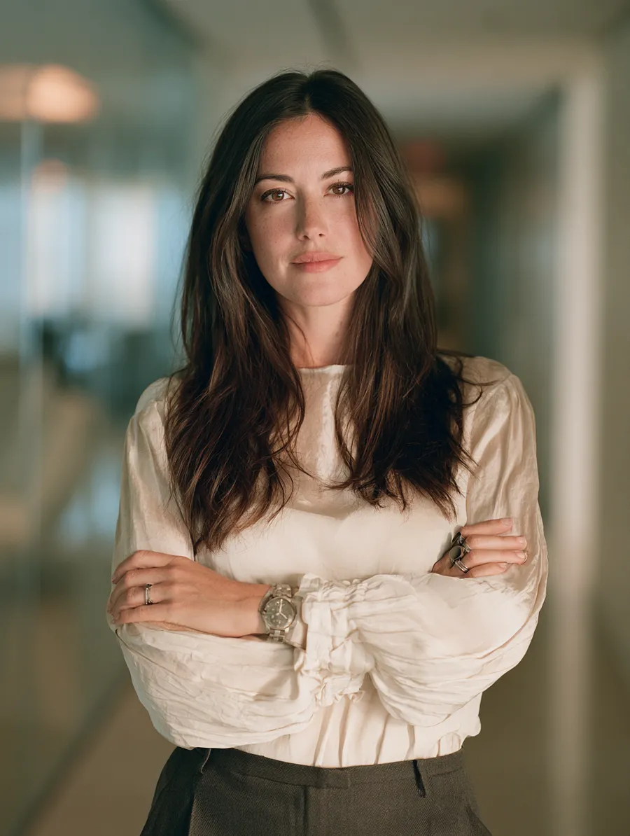 Oliv Financial advisor portrait in a modern office corridor